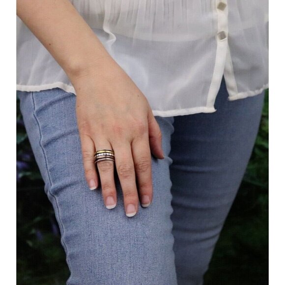 Sterling Silver Spinner Ring Copper & Brass Accents Size 7 - Picture 4 of 7